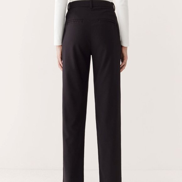 Frank and Oak Jane Straight Fit High Rise Pant in Navy Blue - Picture 2 of 6
